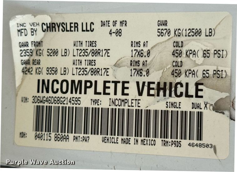 image for item DU9037 2008 Dodge Ram 3500 utility bed pickup truck