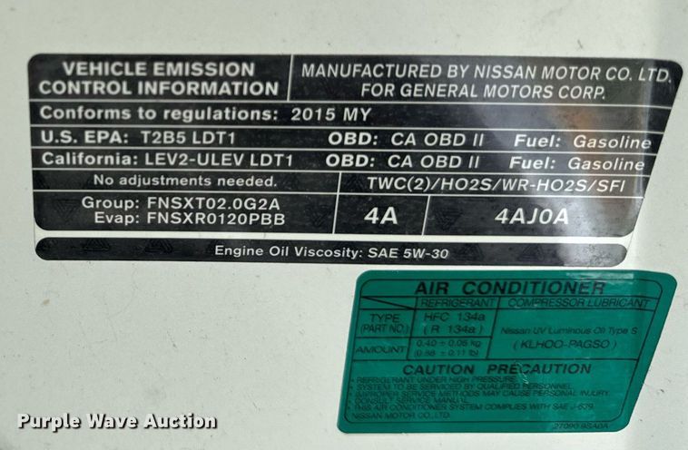 image for item DV2581 2015 Chevrolet City Express LS van