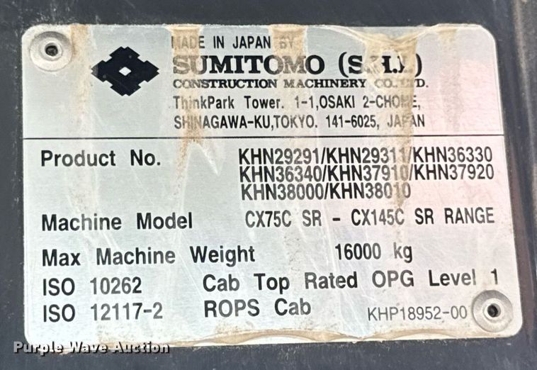 image for item DV4041 2016 Case CX75C SR mini excavator