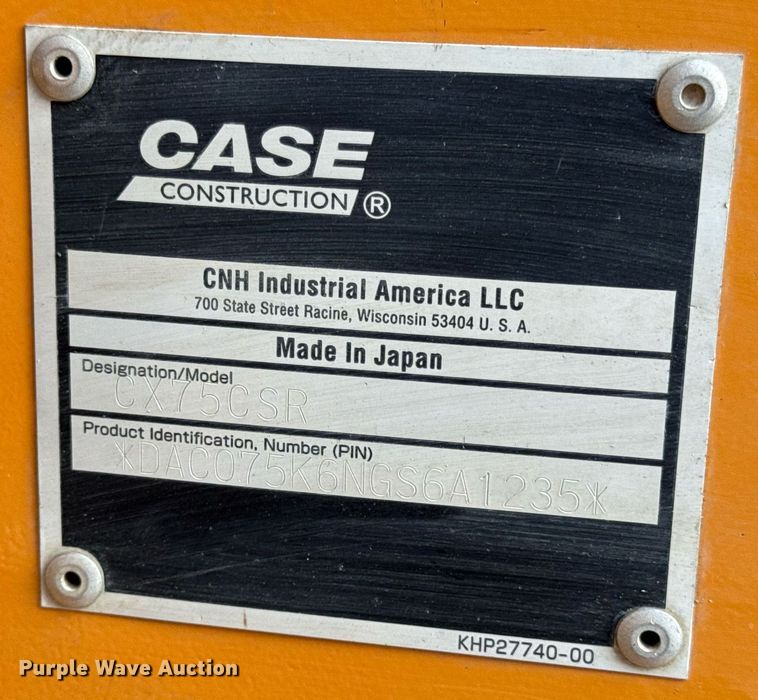 image for item DV4041 2016 Case CX75C SR mini excavator