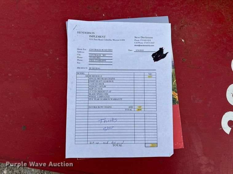 image for item DV4046 Bush Hog 326 rotary mower