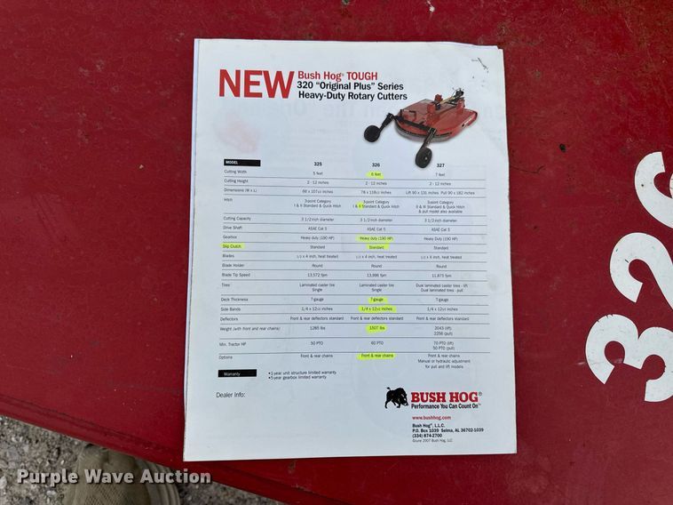 image for item DV4046 Bush Hog 326 rotary mower