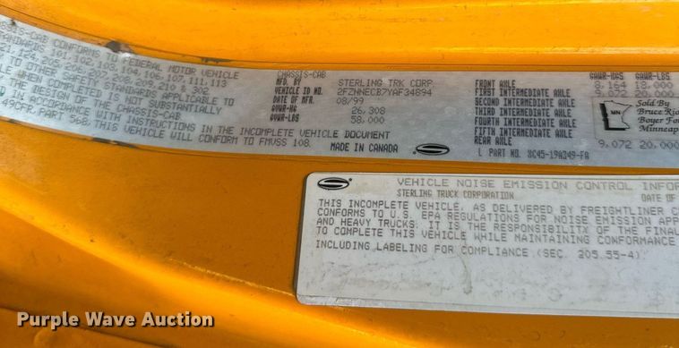 image for item EB2522 2000 Sterling L9511 dump truck