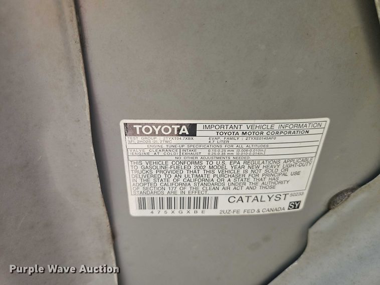 image for item EB8035 2002 Toyota Tundra Access Cab pickup truck