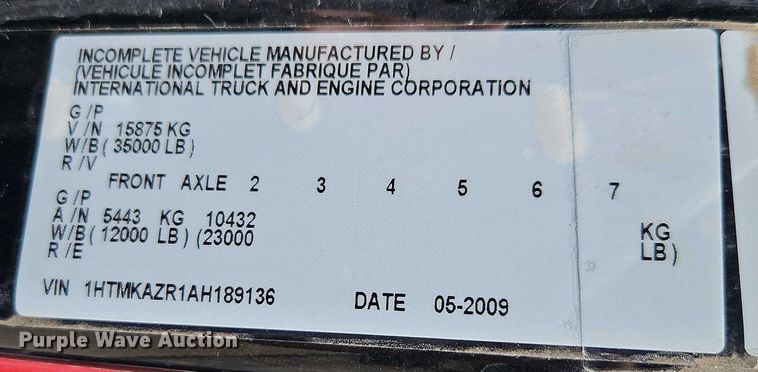 image for item EB8061 2010 International MA035 pumper fire truck