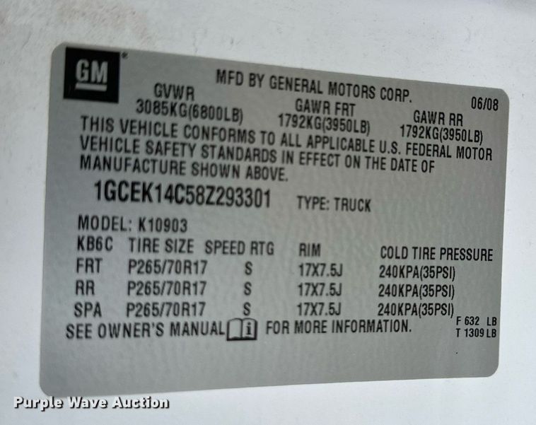 image for item EC2390 2008 Chevrolet Silverado 1500 pickup truck