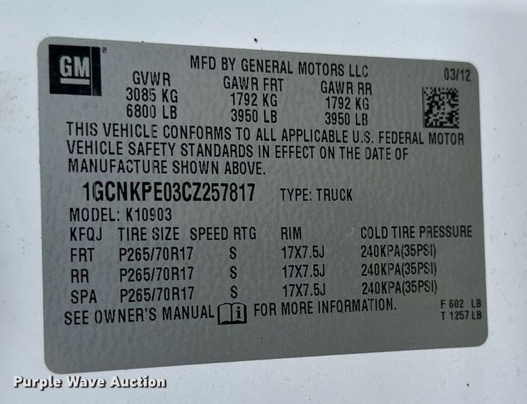 image for item EC2391 2012 Chevrolet Silverado 1500 pickup truck