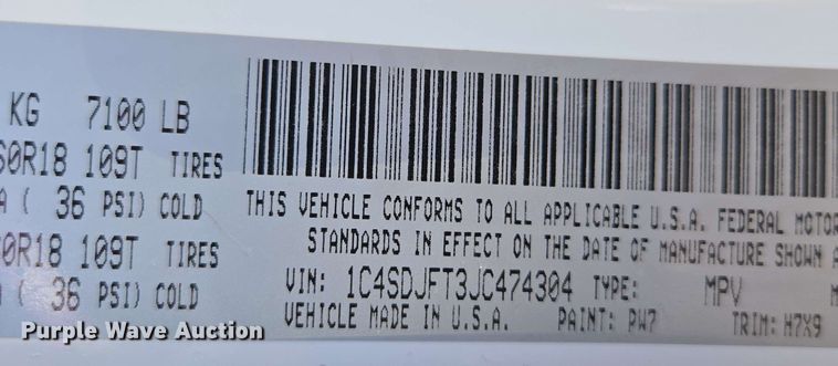 image for item ED1978 2018 Dodge Durango SSV SUV