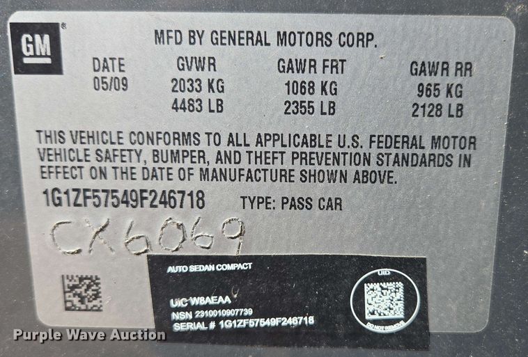 image for item ED1979 2009 Chevrolet Malibu 