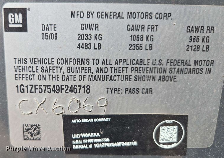 image for item ED1979 2009 Chevrolet Malibu 