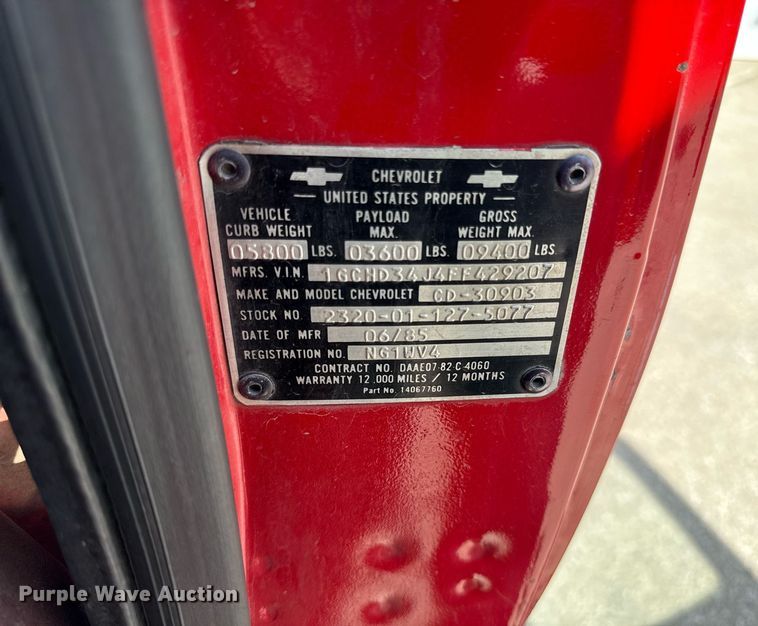 image for item ED4170 1985 Chevrolet K30 pickup truck cab and chassis