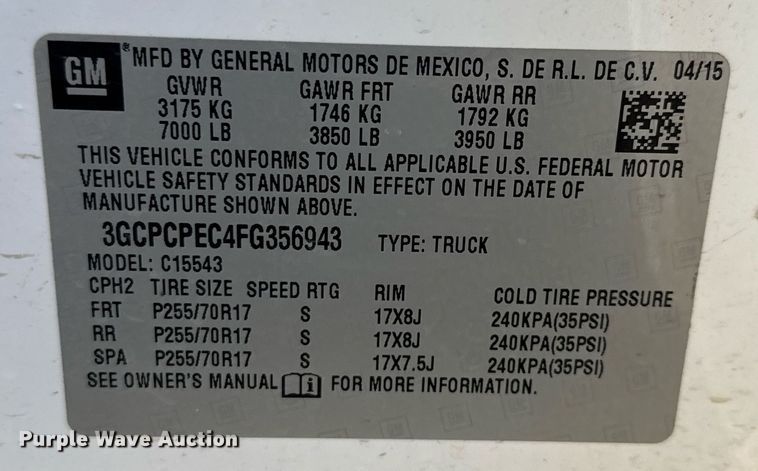 image for item ED5629 2015 Chevrolet Silverado 1500 Crew Cab pickup truck