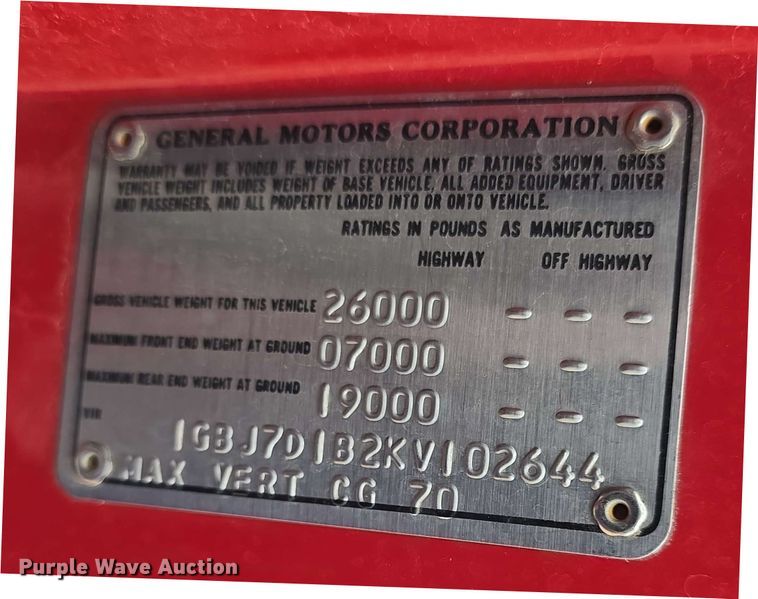 image for item EF3483 1989 Chevrolet 70 custom deluxe pumper fire truck