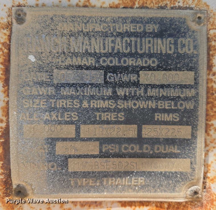 image for item EF3496 1995 Ranch bottom dump trailer