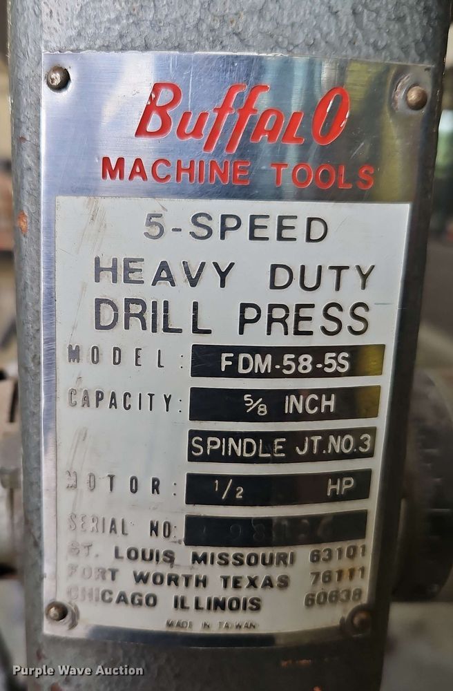 image for item EJ0025 Buffal0 FDM-58-5S drill press