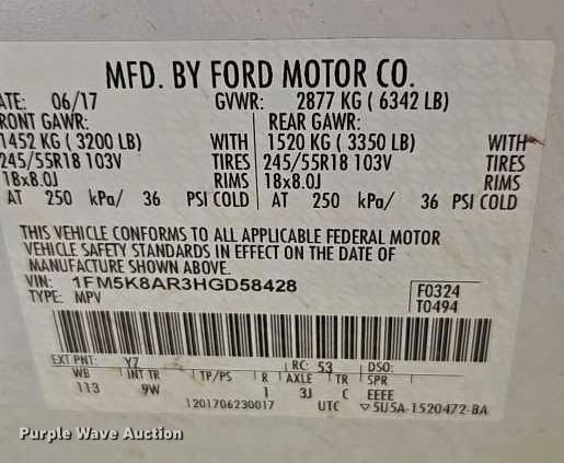 image for item EJ0042 2017 Ford Explorer Police Interceptor 