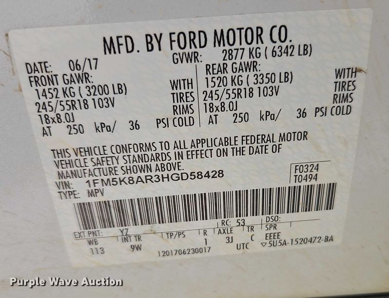 image for item EJ0042 2017 Ford Explorer Police Interceptor 