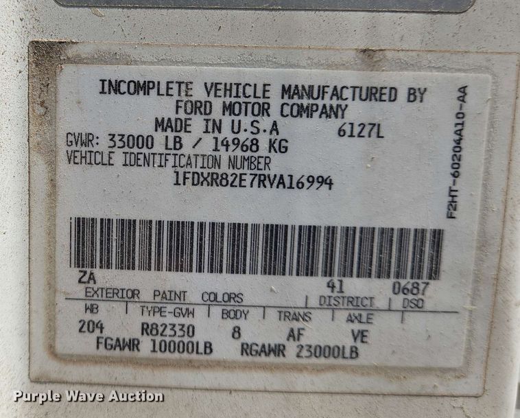 image for item EJ7526 1994 Ford L8000 refuse truck