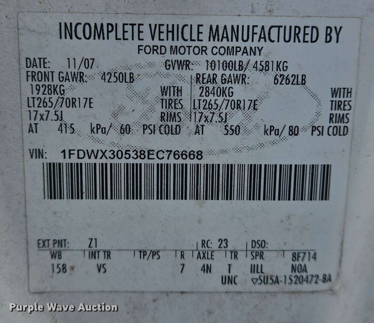 image for item EJ7555 2008 Ford F350 Super Duty XL SuperCab utility bed pickup truck