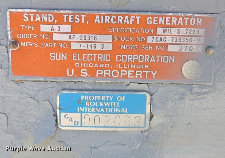 image for item EJ7562 Sun Electric Co. aircraft generator tester