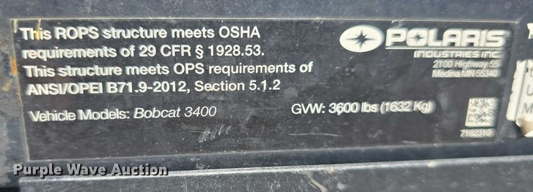 image for item EK5250 2015 Bobcat 3400G utility vehicle