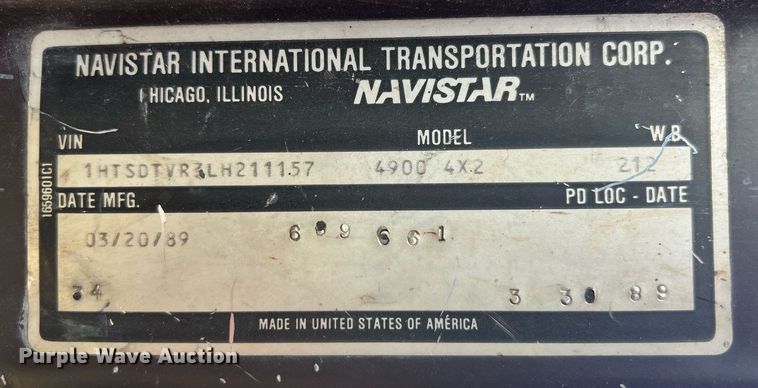 image for item EL5707 1990 International 4900 sewer jetter truck