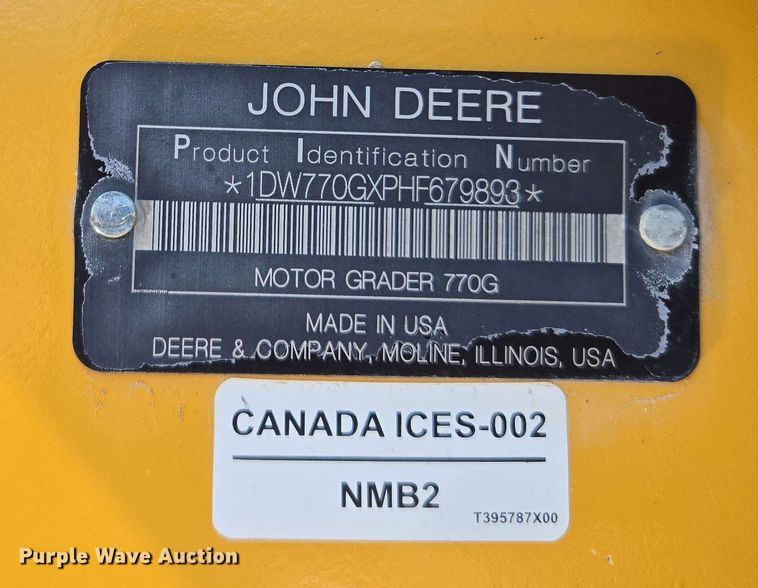 image for item EM7250 2017 John Deere  770G motor grader