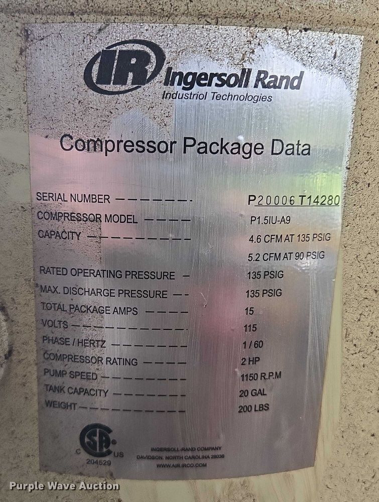 image for item EM7334 (2) Ingersoll Rand air compressors