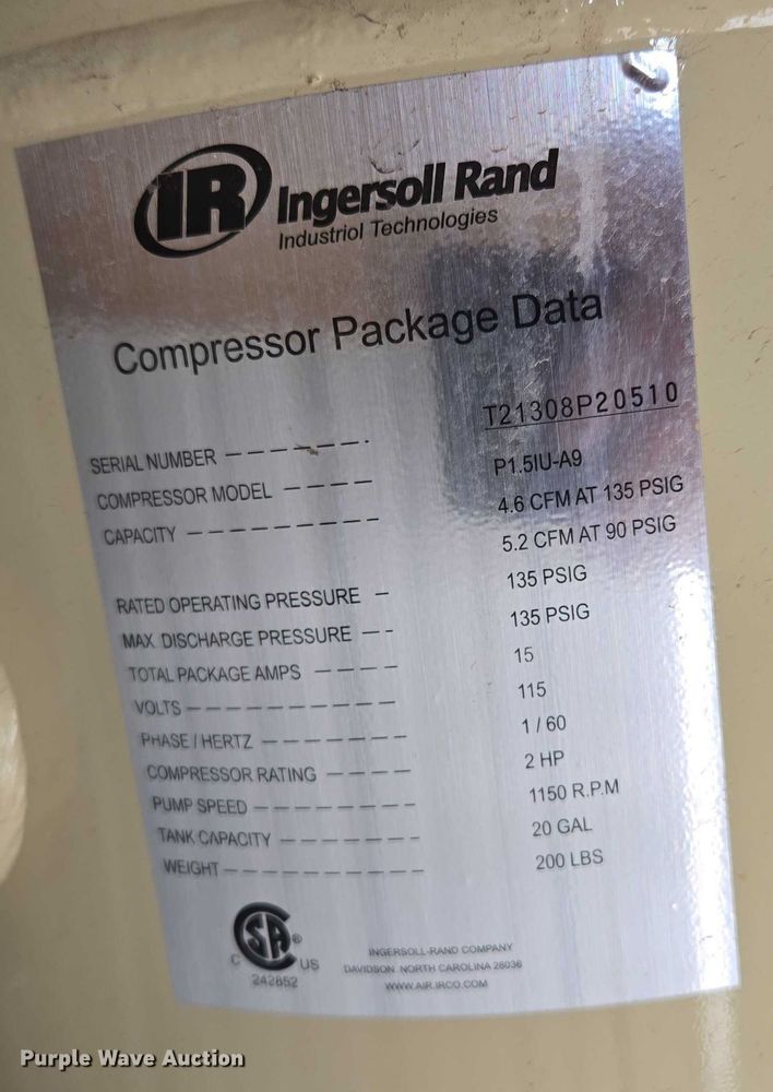 image for item EM7334 (2) Ingersoll Rand air compressors