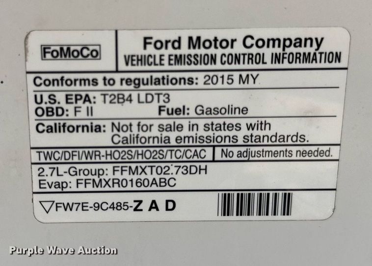 image for item EN4547 2015 Ford F150 XL SuperCrew pickup truck