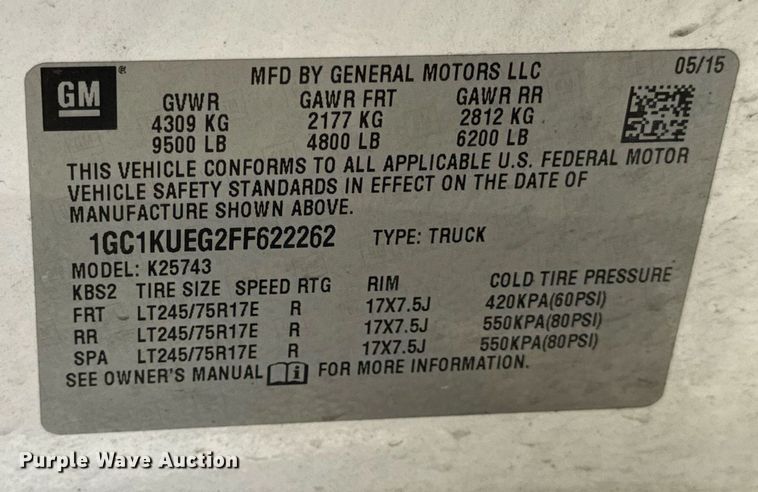 image for item EN4552 2015 Chevrolet Silverado 2500HD Crew Cab pickup truck