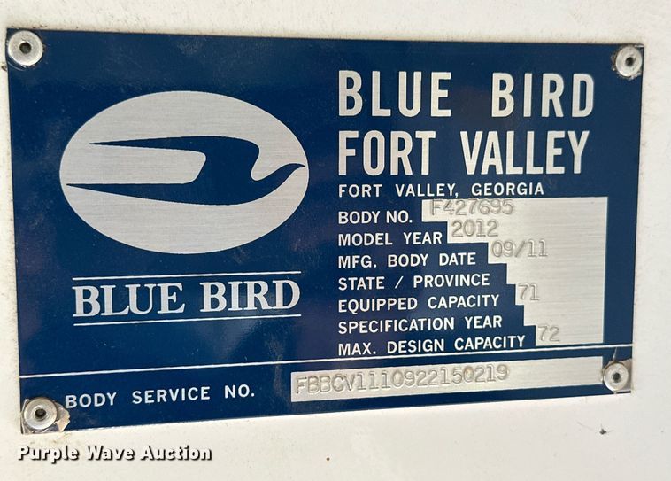 image for item EQ4723 2012 Blue Bird Vision school bus