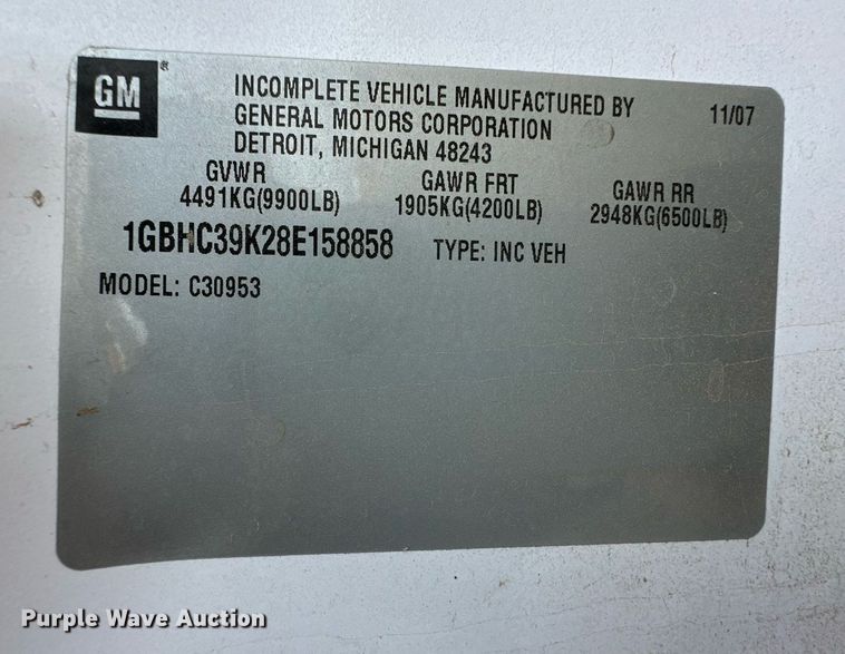 image for item EQ4731 2008 Chevrolet Silverado 3500HD Ext. Cab utility bed pickup truck