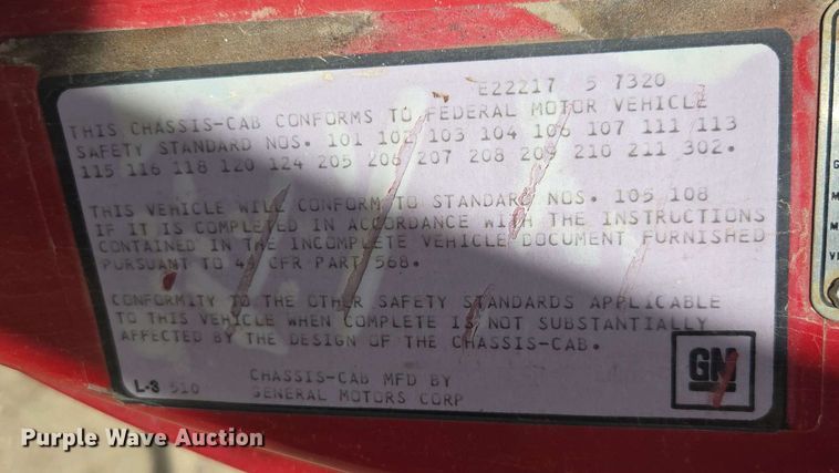 image for item DE2180 1986 GMC 7000 grain truck