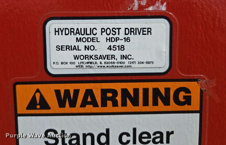 image for item DP6366 Worksaver HDP-16 skid steer post driver