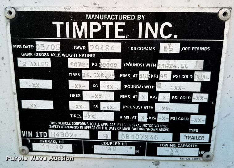 image for item DV4038 2006 Timpte Super Hopper grain trailer