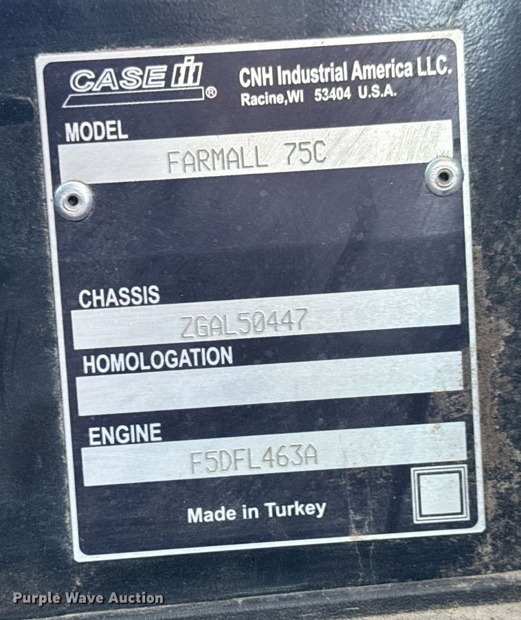 image for item DX8987 2016 Case Farmall 75C MFWD tractor