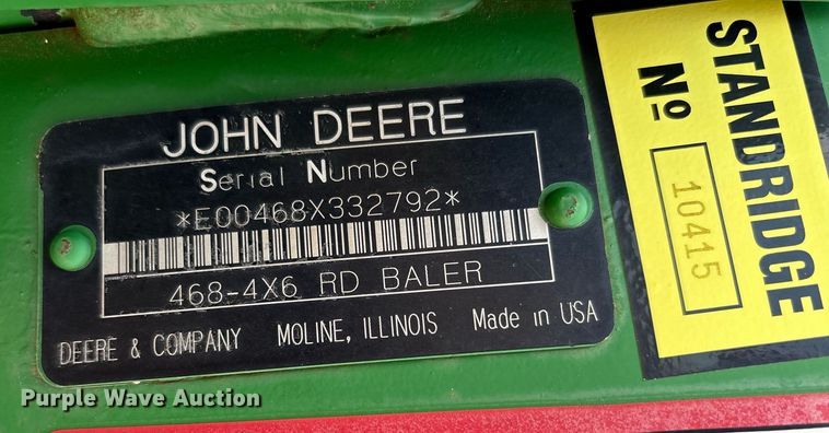 image for item DY2503 2007 John Deere 468 MegaWide Plus round baler