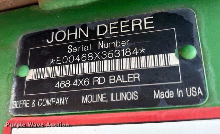 image for item DY2504 2009 John Deere 468 MegaWide Plus round baler