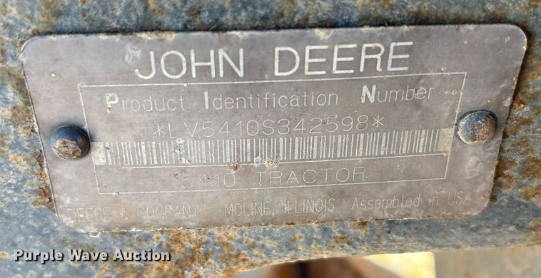 image for item DY2507 2000 John Deere 5410 MFWD tractor
