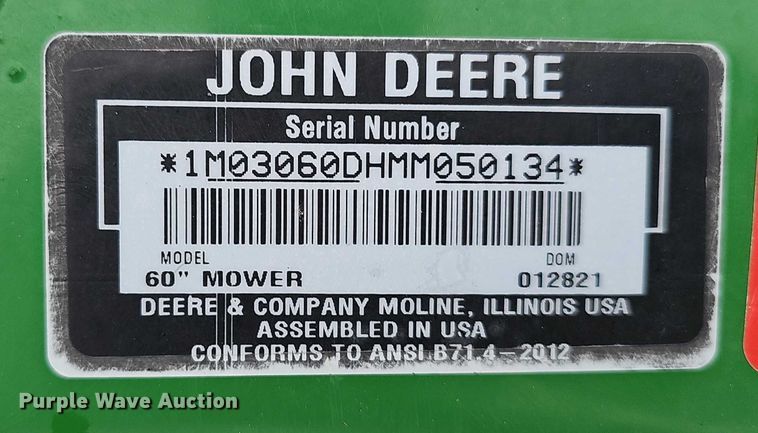 image for item EH8985 2021 John Deere AutoConnect 60D mower deck