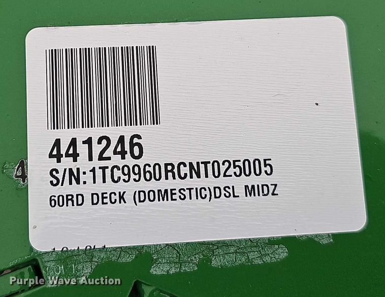 image for item EH8986 2022 John Deere FastBack Pro 60 mower deck