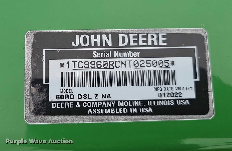 image for item EH8986 2022 John Deere FastBack Pro 60 mower deck