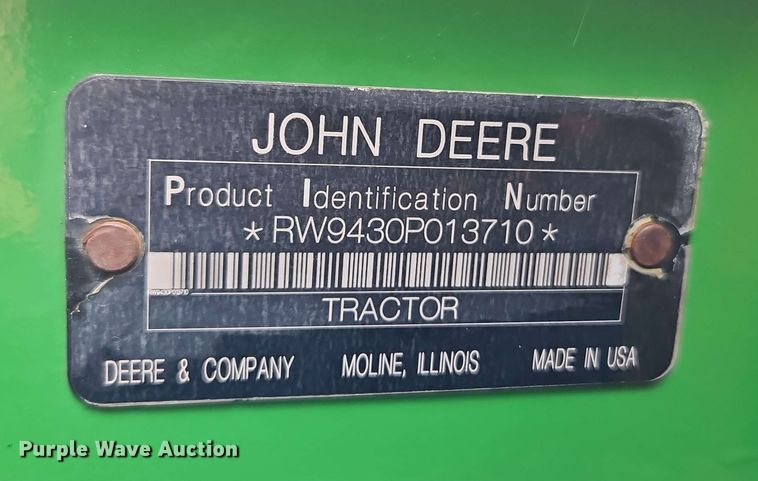 image for item EJ0030 2003 John Deere 9430 4WD tractor