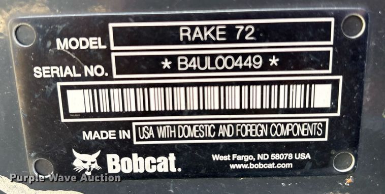 image for item EL2101 Bobcat Rake 72 landscape rake