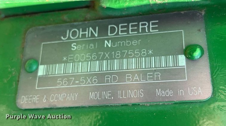 image for item EM2513 2007 John Deere 567 round baler