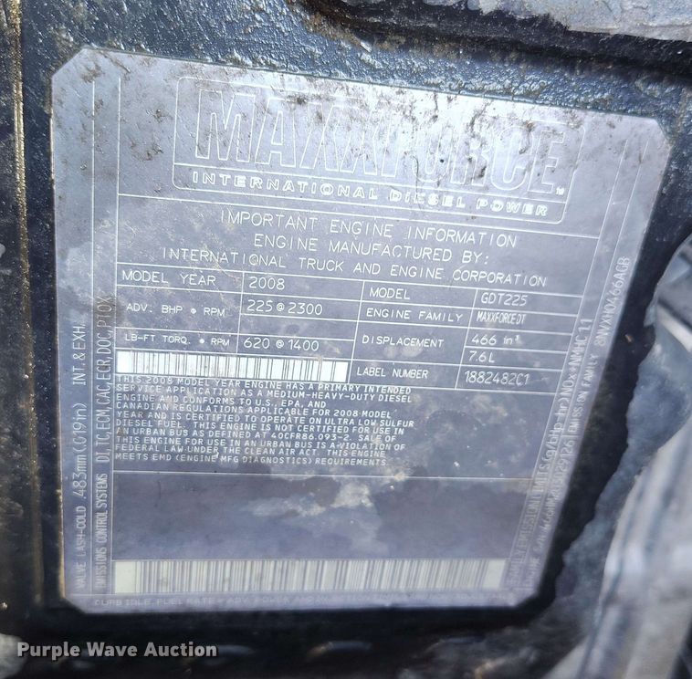 image for item DP4934 2009 International DuraStar 4300 truck cab and chassis