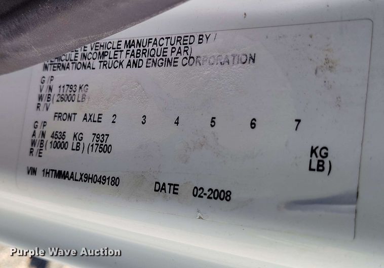 image for item DP4934 2009 International DuraStar 4300 truck cab and chassis