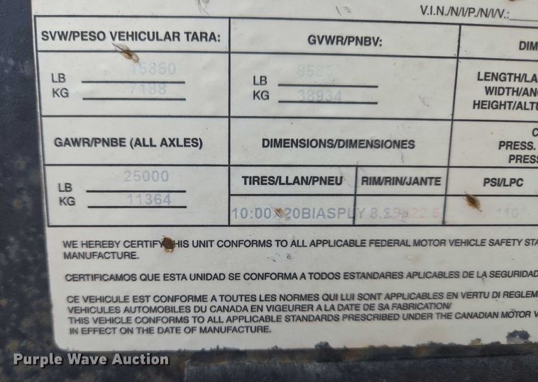 image for item DP6375 1993 Witzco Trailers Inc. RG-35 lowboy equipment trailer