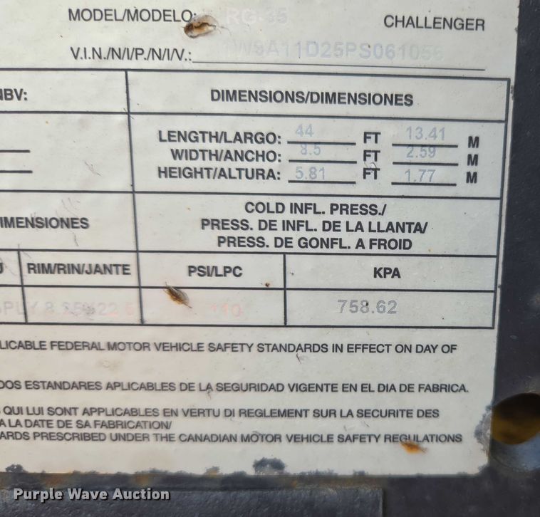 image for item DP6375 1993 Witzco Trailers Inc. RG-35 lowboy equipment trailer